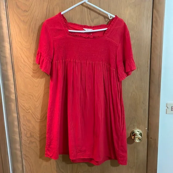 fitted lace wedding dress Entro Plus Size Plaid Puff Sleeve Midi Dress with Waist Tie in Holiday Red main image 0